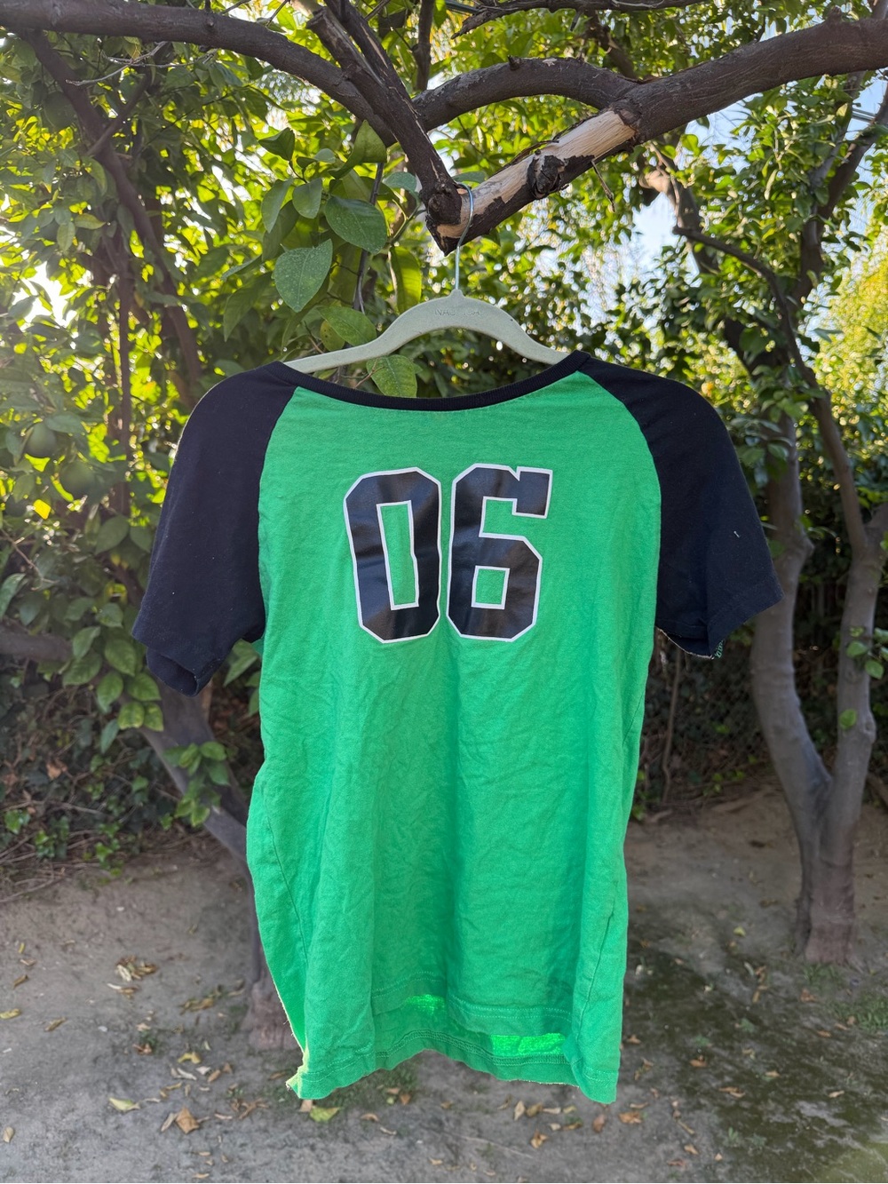 Green & Black Raglan Kids Tee with '06' Graphic